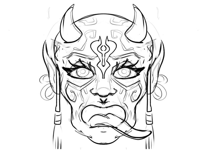 Boceto (después cambié la forma de las orejas porque no me convencía)