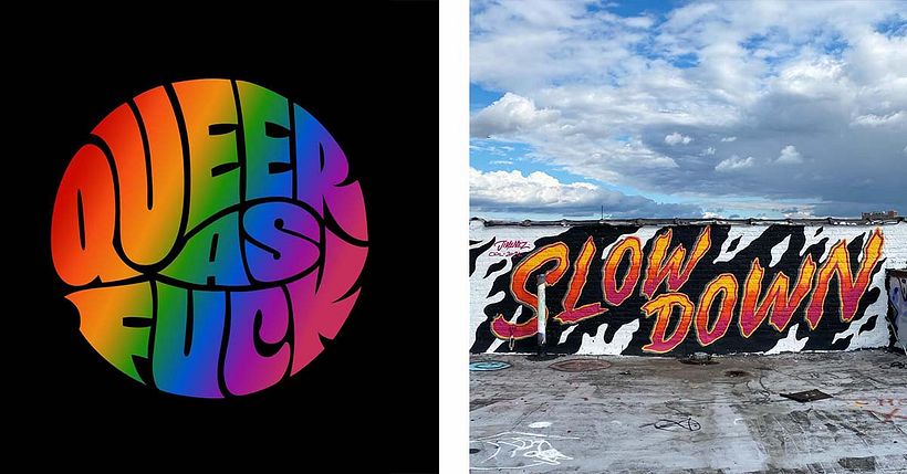 Caligrafía y mural de Ximena Jiménez vía @jimenezlettering en Instagram. 