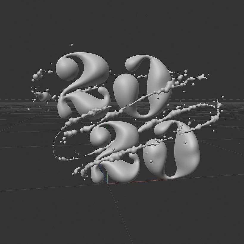 The start of the modeling process focused on the lettering and the dynamic drips.