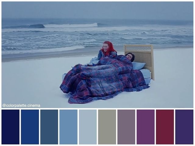 Image from 'Eternal Sunshine of the Spotless Mind', via @colorpalette.cinema on Instagram.