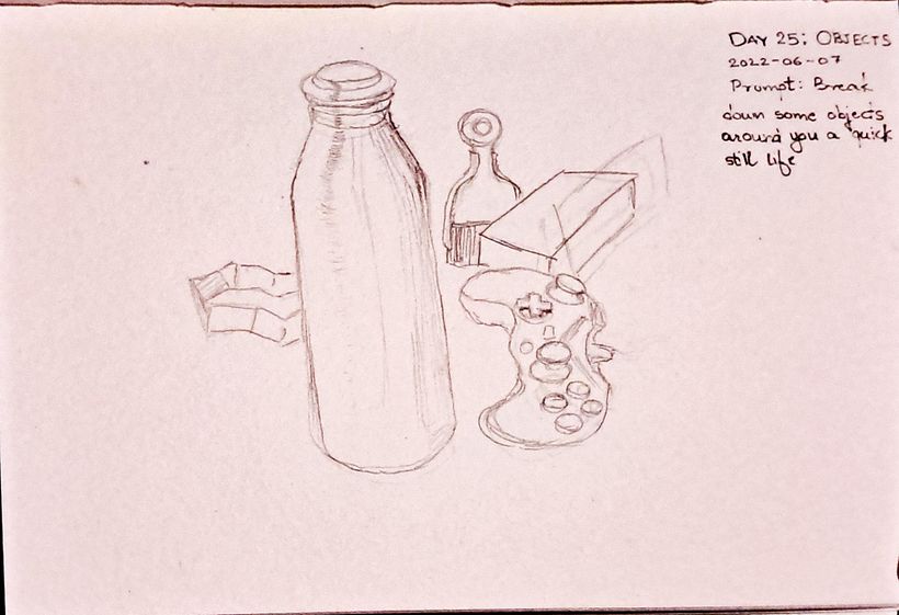 Day 25: Objects; Prompt: Break down some objects around you for a quick still-life