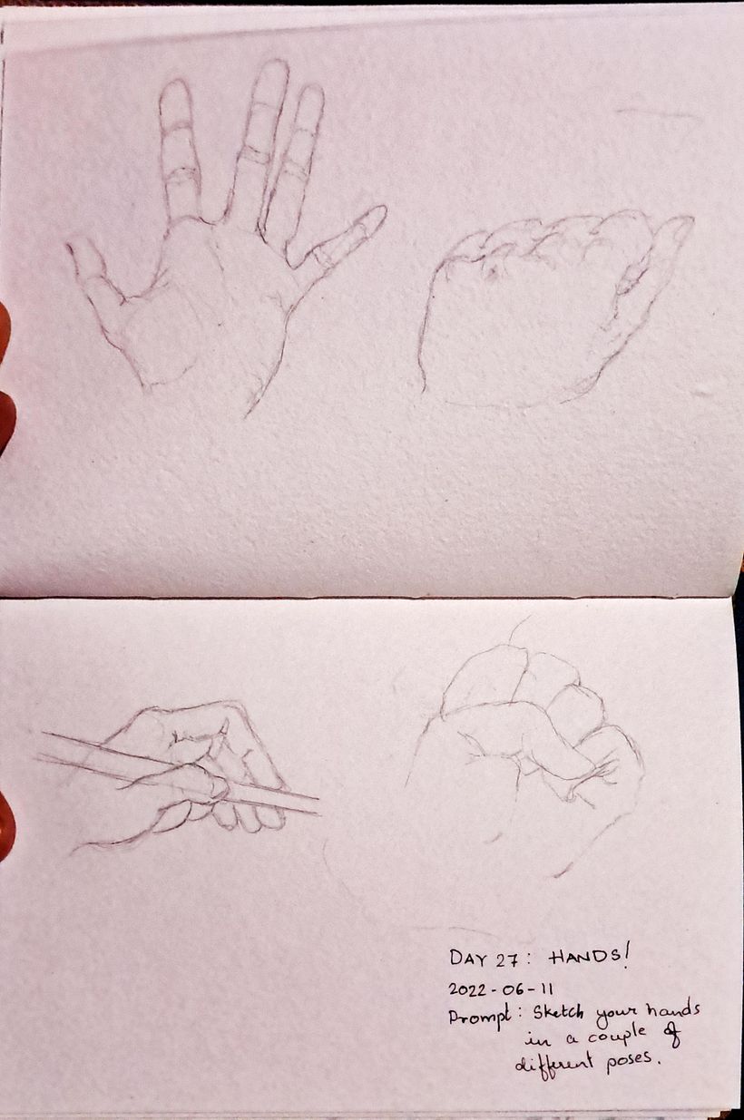 Day 27: Hands!; Prompt: Sketch your hands in different poses
