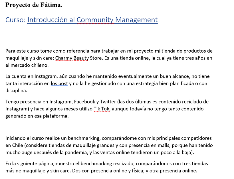 Mi proyecto del curso: Introducción al community management 2