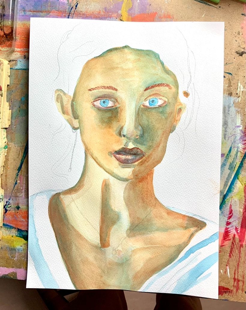 Mein Kursprojekt: Illustriertes Porträt mit Aquarell 3