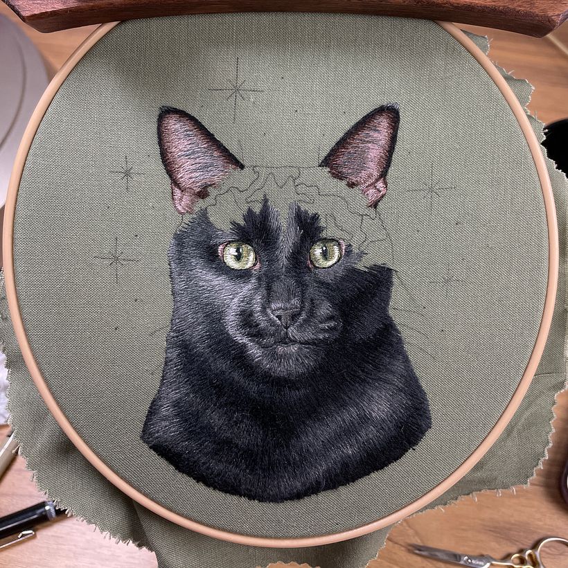 My project for course: Embroidered Pet Portraits: The Thread Painting Technique 12