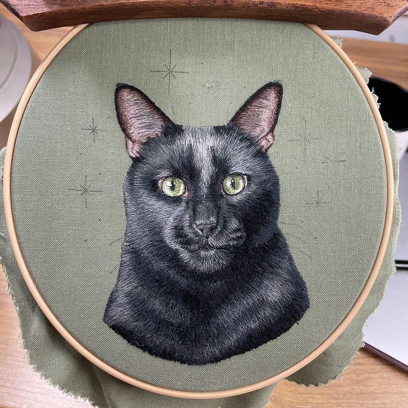 My project for course: Embroidered Pet Portraits: The Thread Painting Technique 13