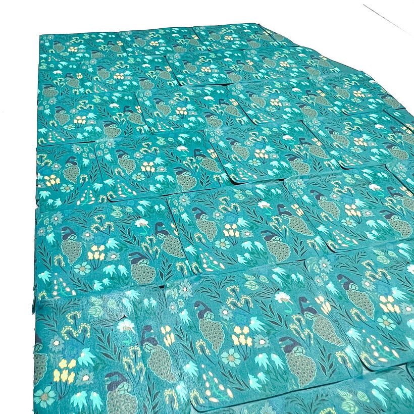 Slab made from very thin cane slices. I smooth this out and then cut earrings out of it.