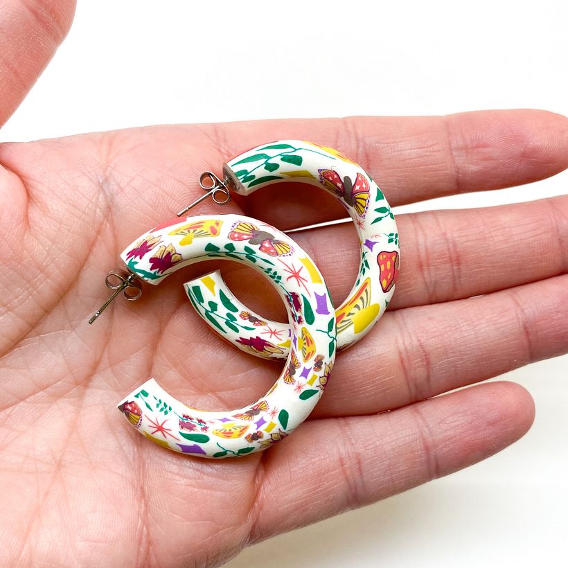 Hoop earrings made from the cane