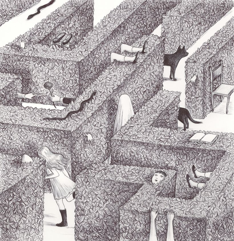 Black and white original artwork before adding digital color