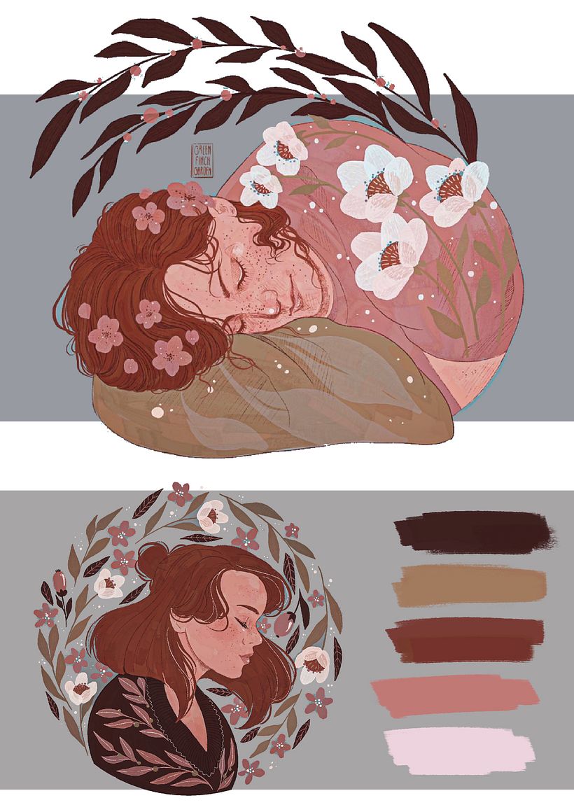 My project for course: Illustrated portraits with botanical elements 6