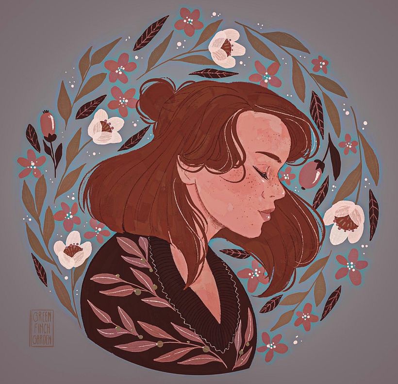 My project for course: Illustrated portraits with botanical elements 5
