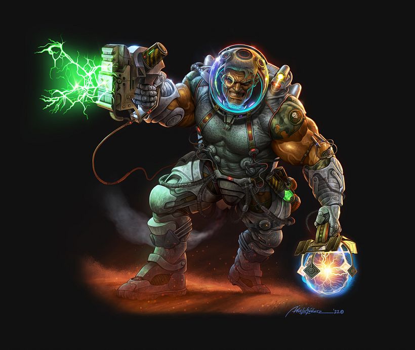 Primero empecé por diseñar al personaje y héroe principal que da el nombre al juego, Rocketman.