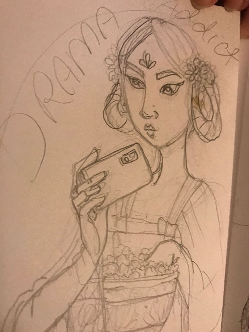 Ancient Chinese girl watching dramas