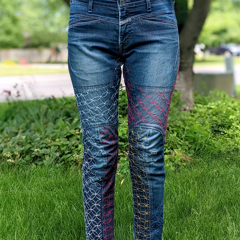 Shippou Sashiko on Comtemporary Denim 1