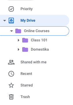 Organizing my school files with Drive.