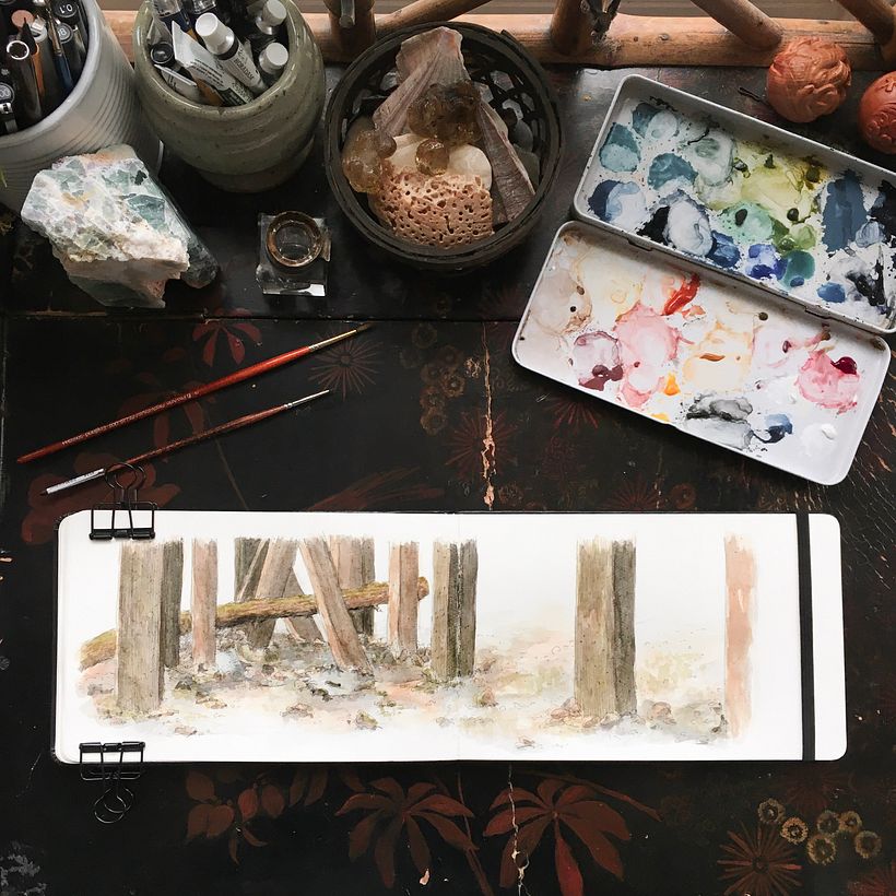 Quick Location watercolour (under the docks)