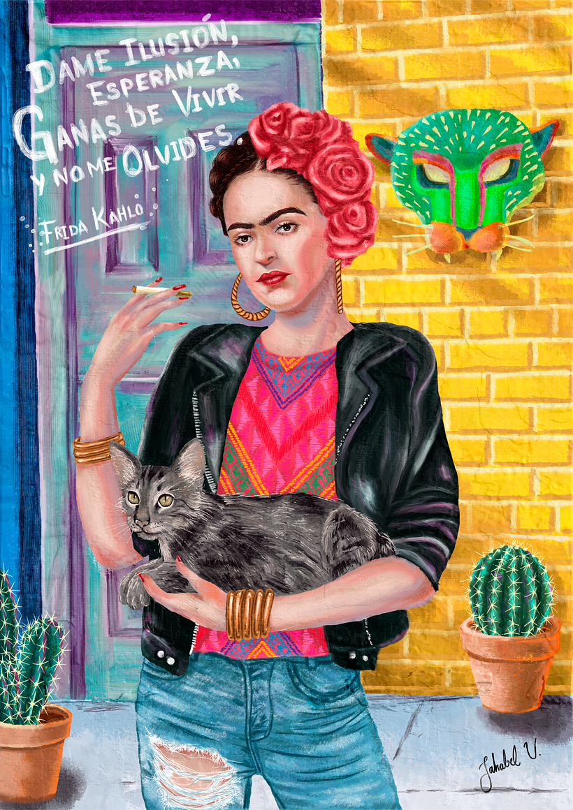 No te pierdas el proceso, paso a paso, de este proyecto de Frida pictórica de Jahabel Valencia Vega. 