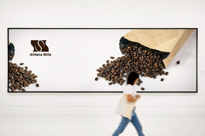 The idea of the logo is two shops next to each other, one of them grinds coffee and grains, and the other shop sells them 8