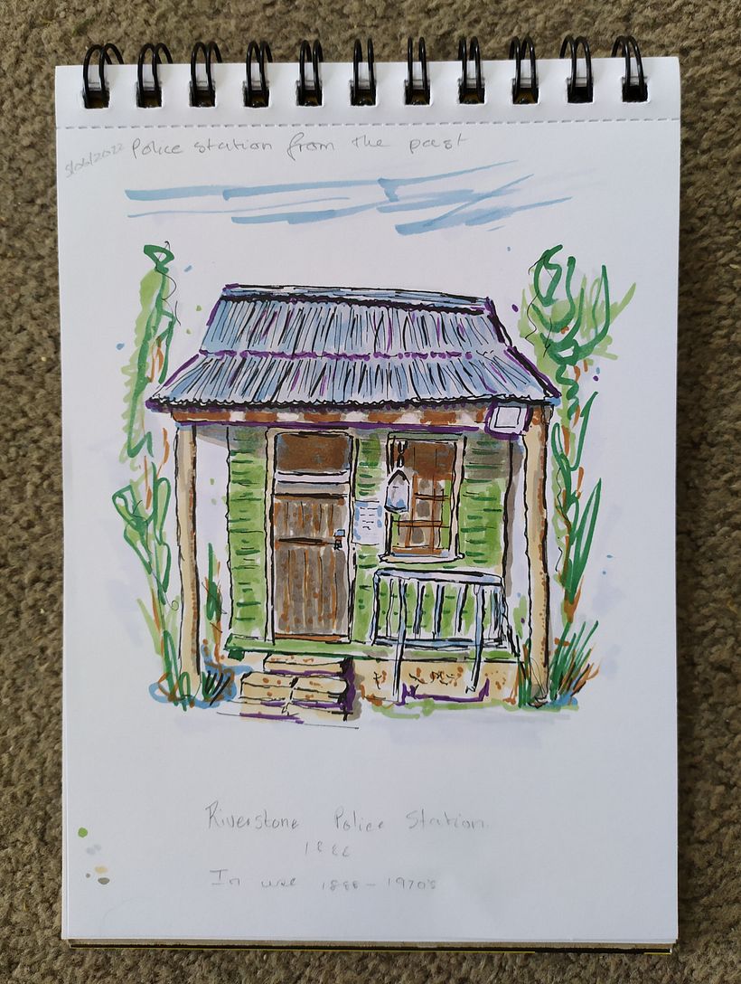 I used a blogger friend's photo of the old police station to draw my final project.