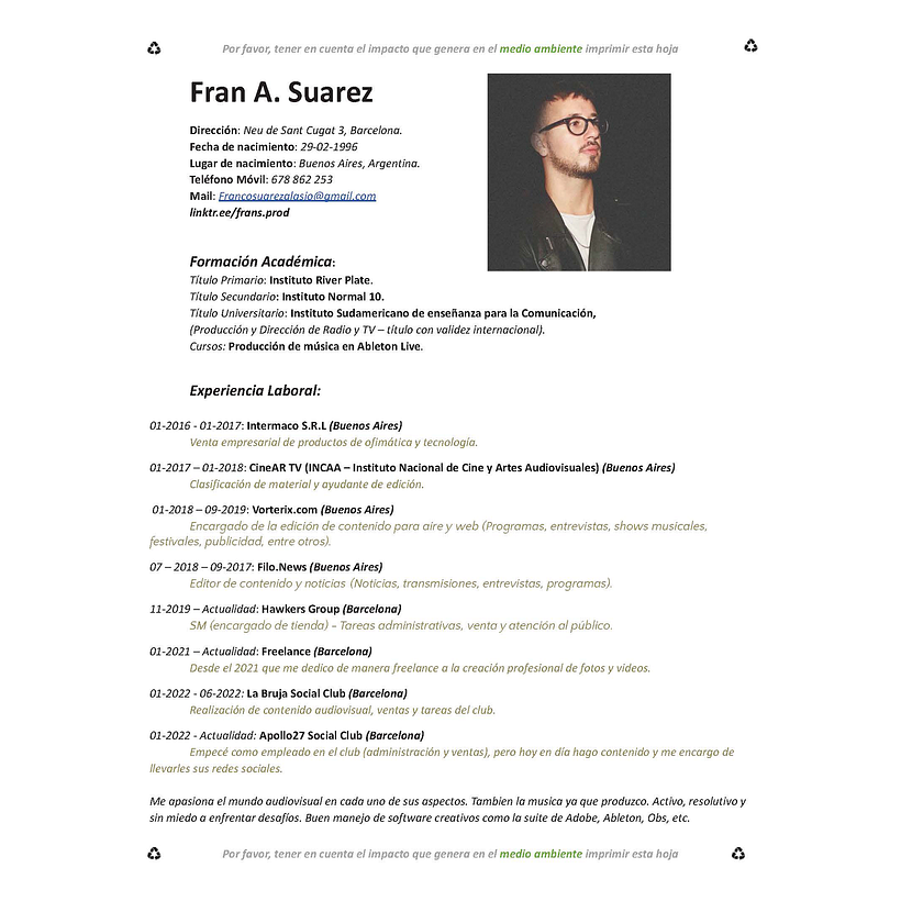 Cv - Film, Video & TV