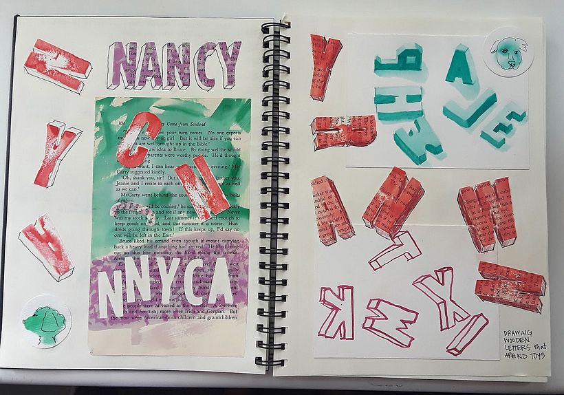 Instead of painting close pins like Laura did, I painted wooden toy letters.