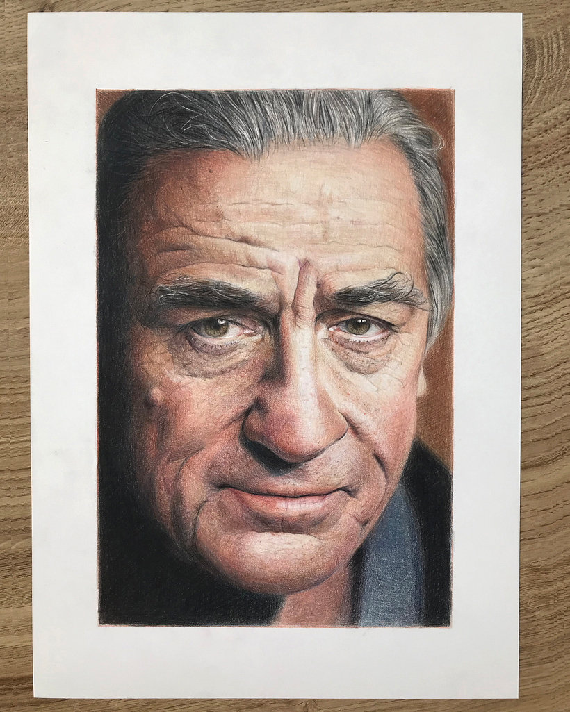 Robert De Niro. Porertet with crayons.