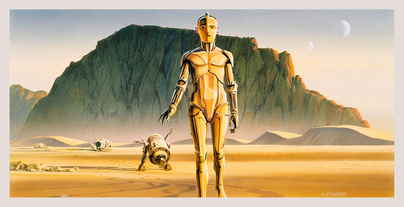 An early concept from R2-D2 and C-3PO in Star Wars, via @starwars on Twitter.