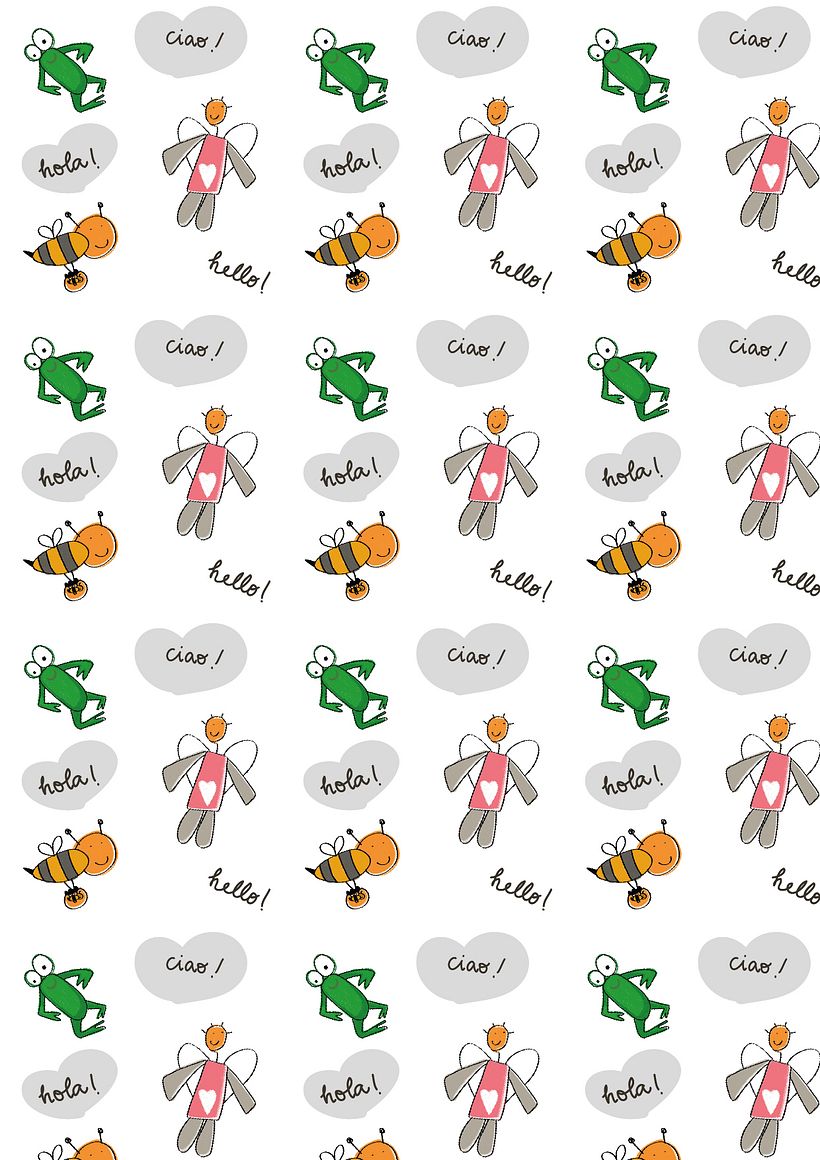 Pattern final para chupete dibujado a mano y coloreado en Procreate