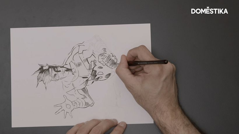 Don't be afraid to turn the page while you are inking, especially if it helps you create finer details.