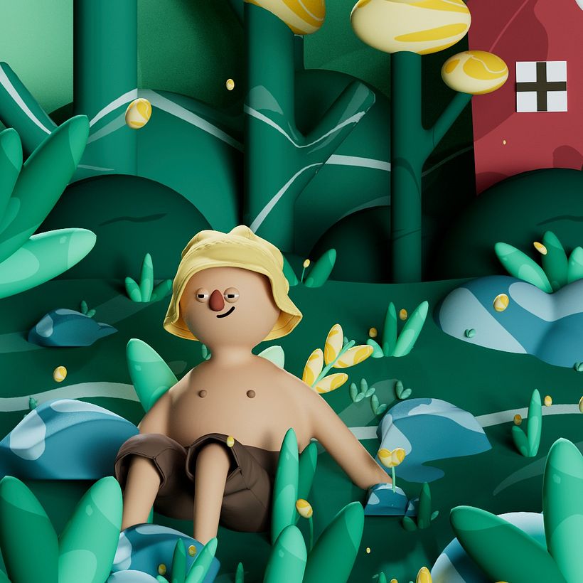 Forest Bathing in 3D Illustration - Traditional illustration