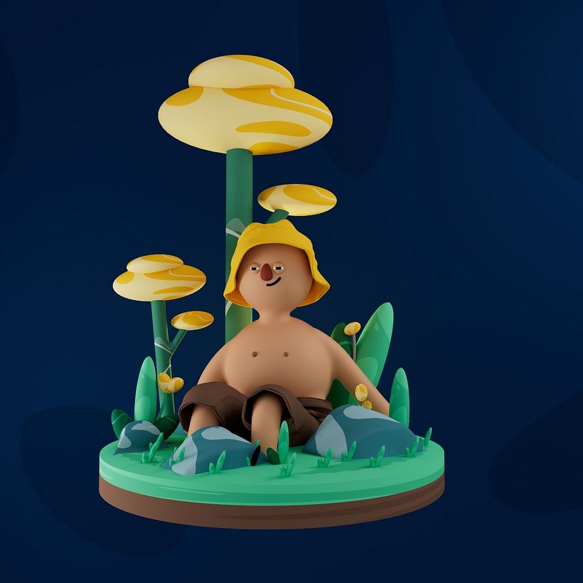 Forest Bathing in 3D Illustration - Traditional illustration