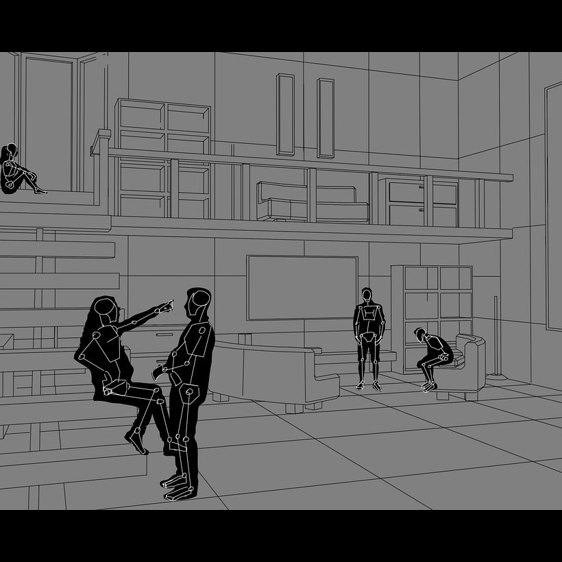 I added the characters with shapes created in photoshop. Then I added the mechanics of the anatomy.