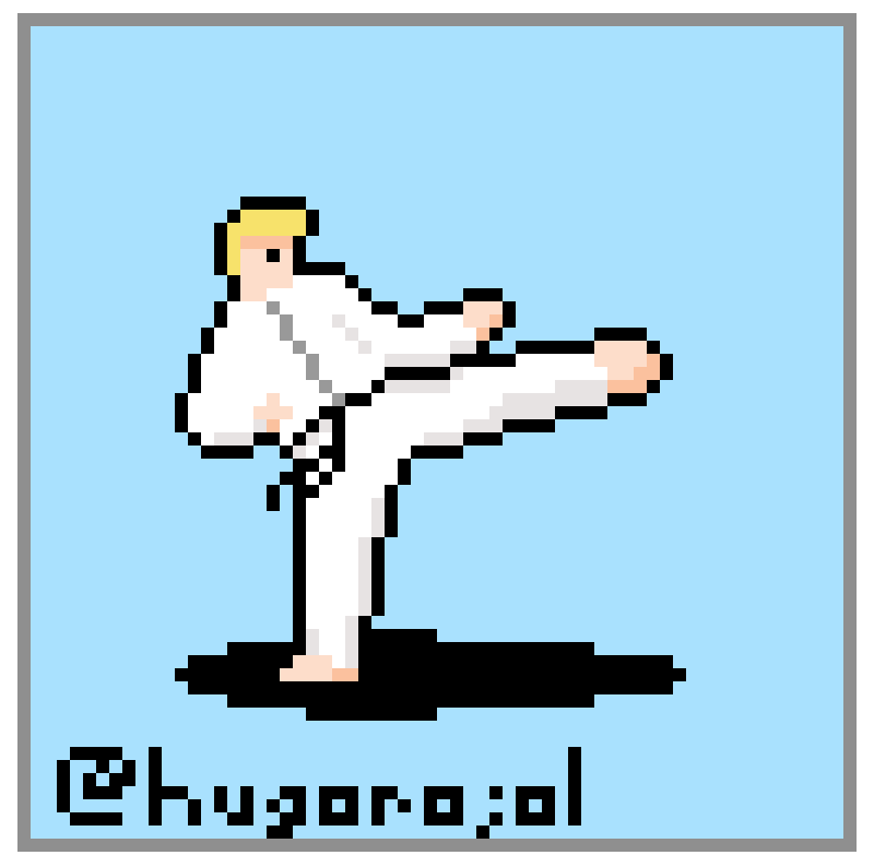 Karateka. Con sombra, contorno robusto y detalles.