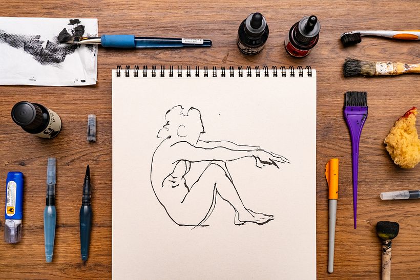 Siempre antes de empezar los dibujos finales es bueno calentar con dibujos más rápidos y sin presión.