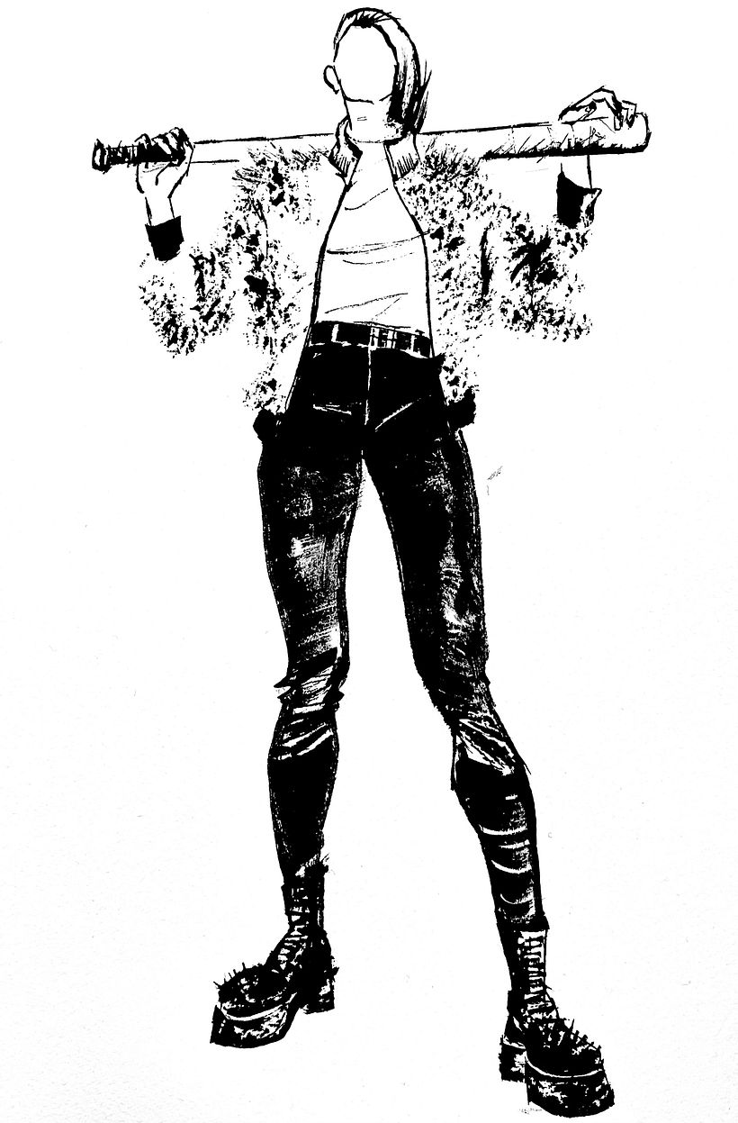 El dibujo terminado a tinta de Rebecca.