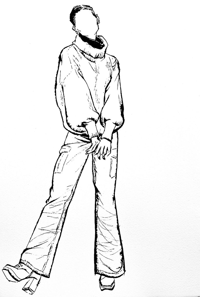 El dibujo terminado a tinta de Sara.