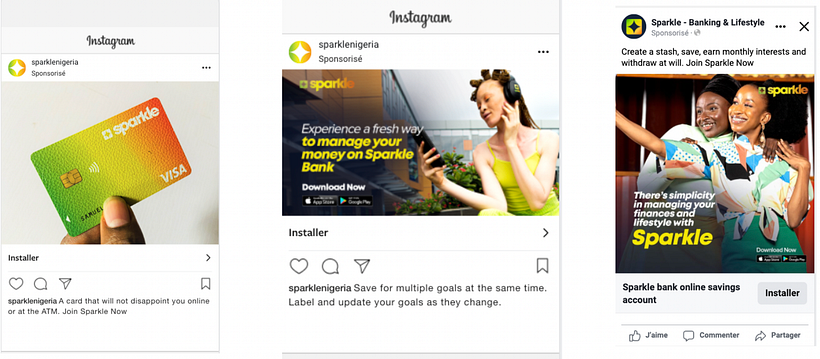 Exemples de créas publicitaires réalisées pour Sparkle