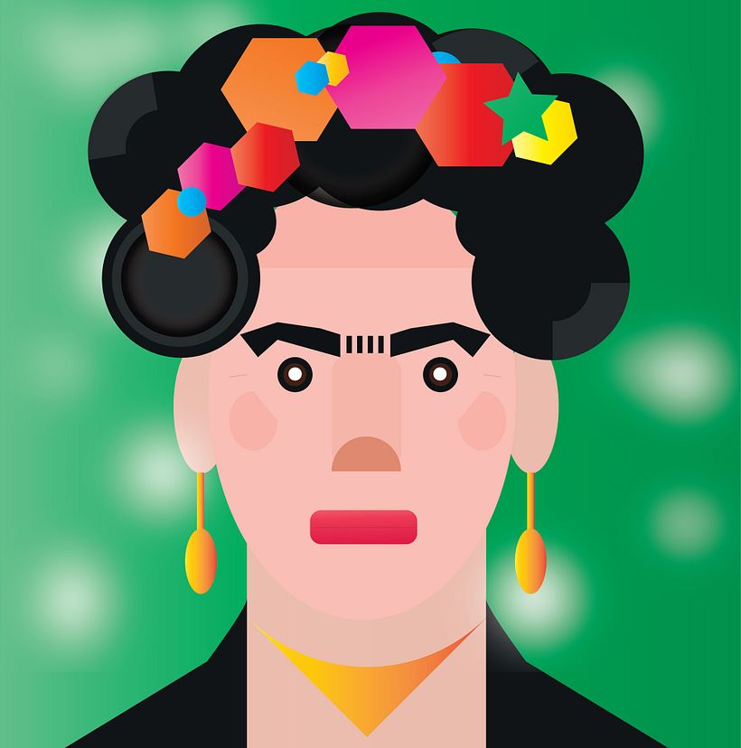 Geometric portrait of Frida Kahlo, by Ángel Aguilar.