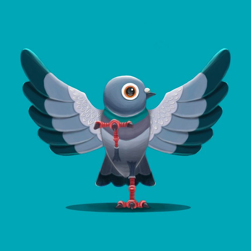 Kungfu Pigeon in acrylic style