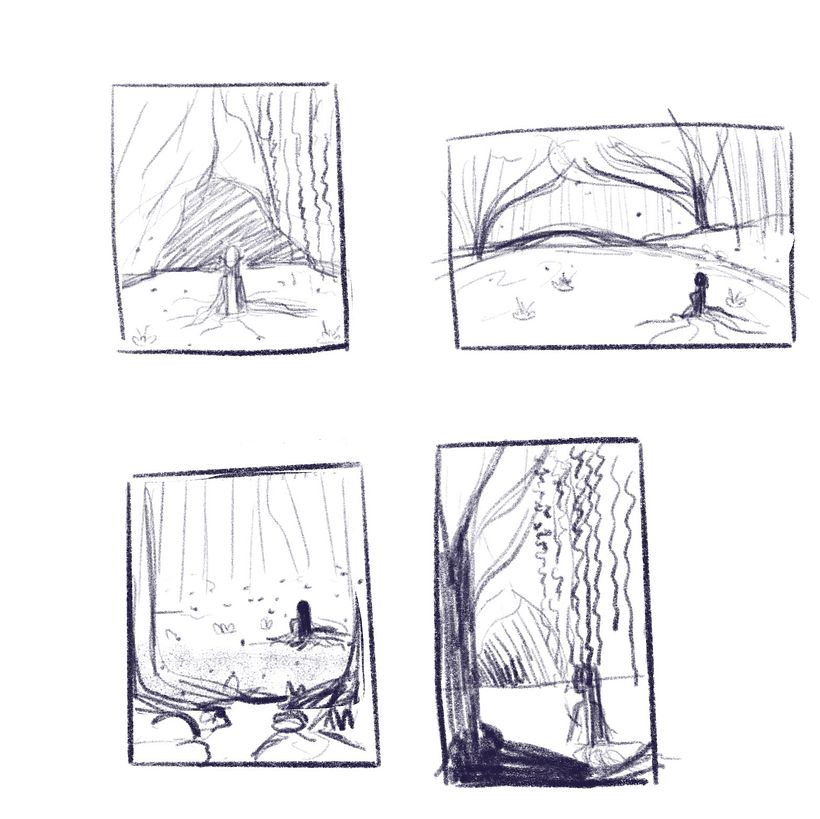 I sketched some thumbnails to find the right composition