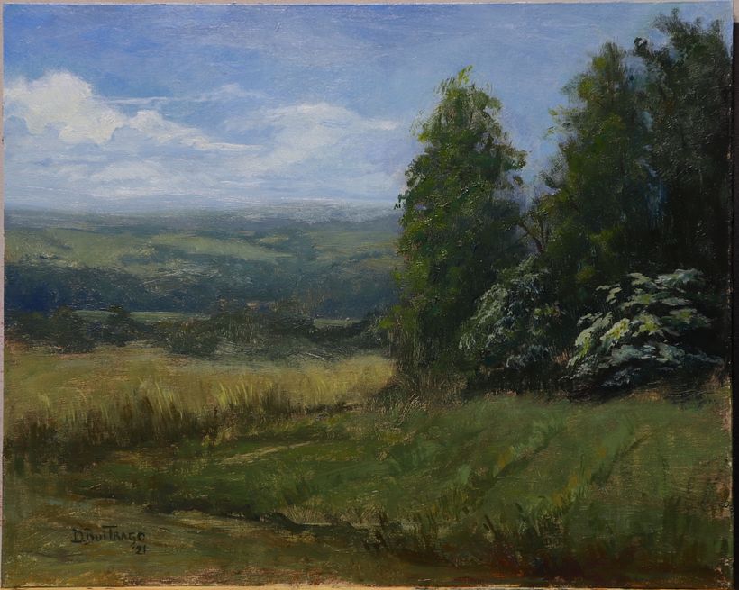 And this is the final work in the studio. I added more in the foreground and glazes/scumbling