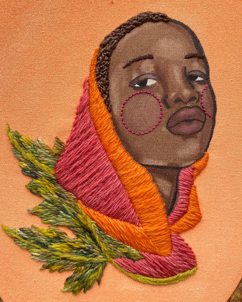 Bordado com aquarela, gouache acrílico e muitas texturas 1