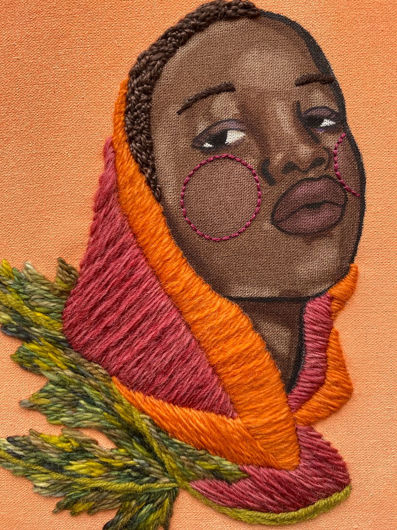 Bordado com aquarela, gouache acrílico e muitas texturas 2