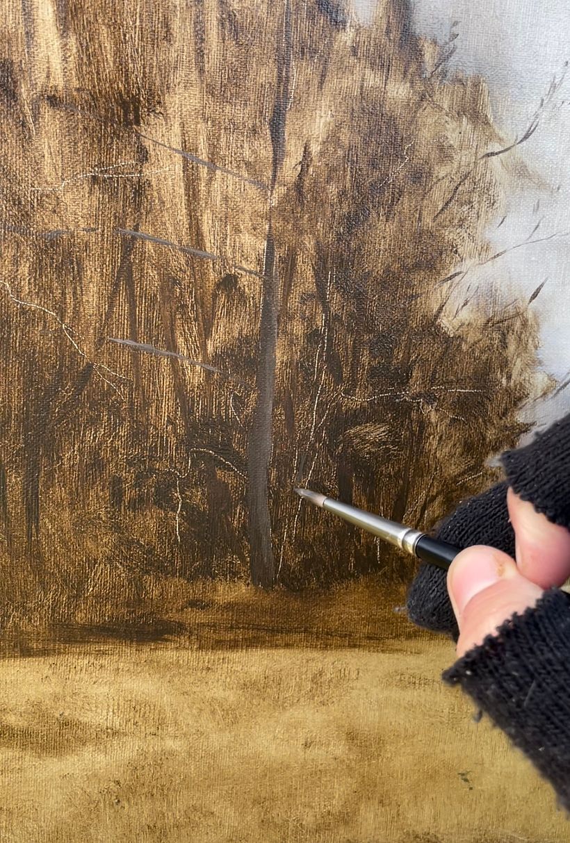 Then, I add paint to the branches
