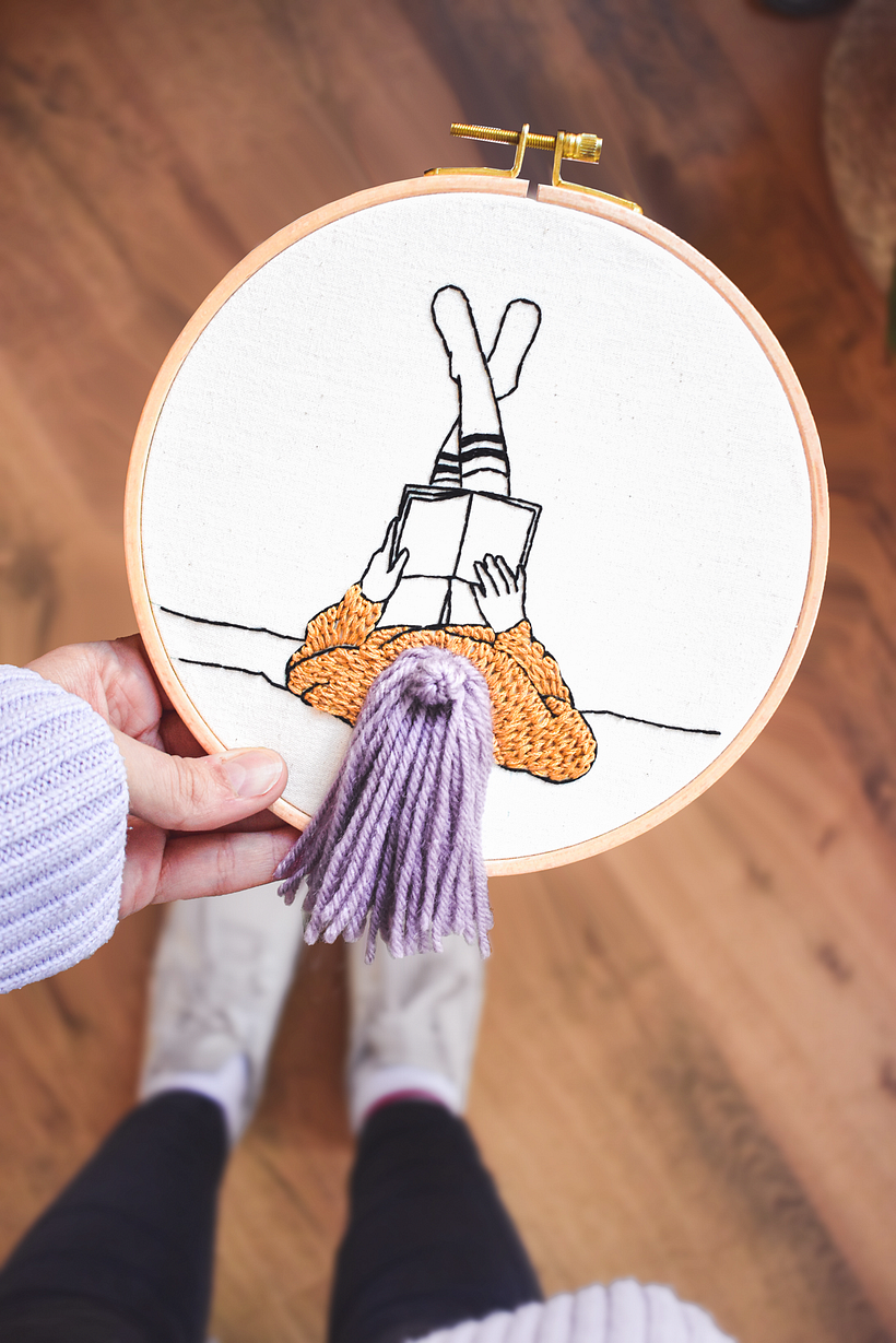 Reading Girl - Embroidery
