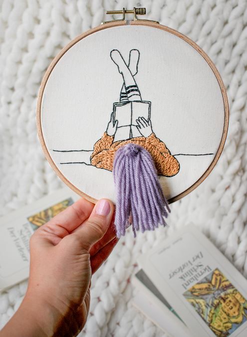 Reading Girl - Embroidery