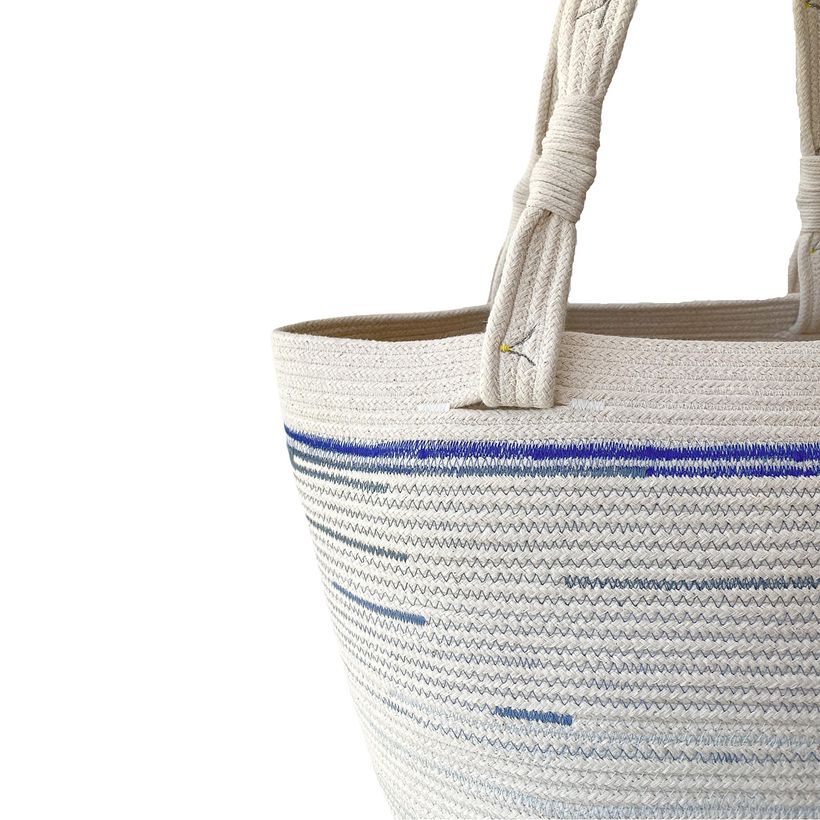 Ruby Cubes - Bigbury Beach Bag - made with unbleached rope and organic cotton thread