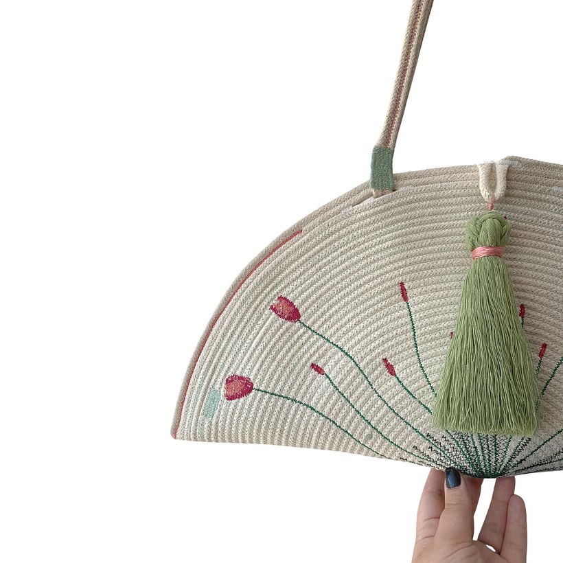 Ruby Cubes - Garden Blooms Bag - made with unbleached rope, organic cotton thread and cotton macrame cord