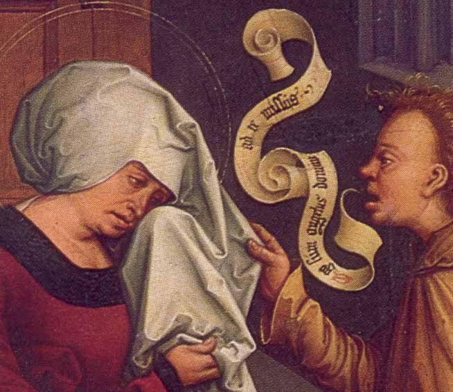 Example of a speech scroll or "banderole" in a 1506 painting by Bernard Strigel.