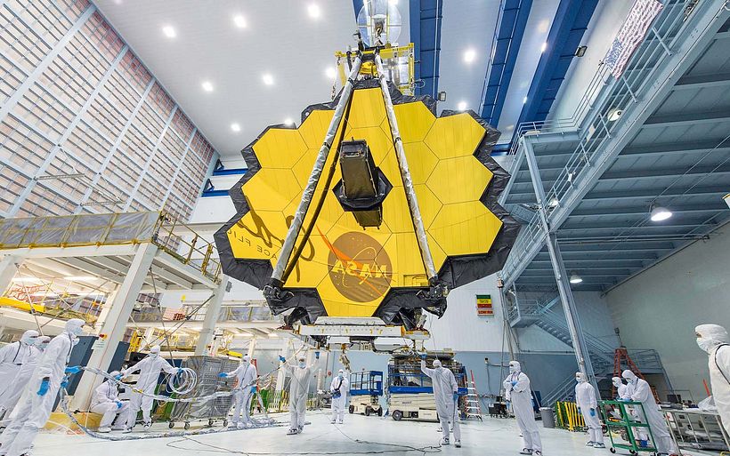 The telescope under construction. Image: NASA/Desiree Stover.